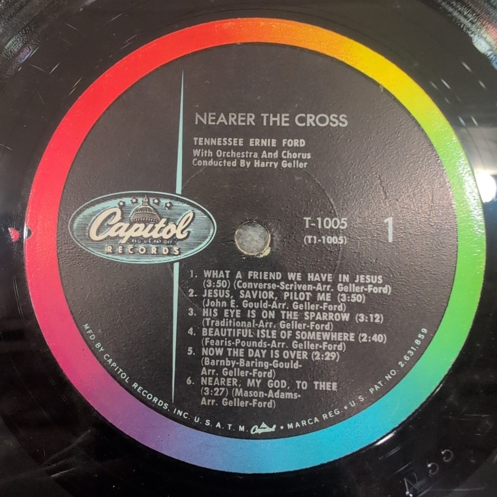 Tennessee Ernie Ford Nearer the Cross Vinyl LP Capitol T-1005‎ Gospel Hymns 1958 - Picture 3 of 6